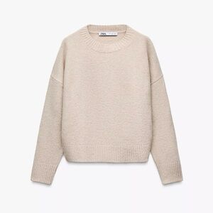 Zara Women's Beige Crew Neck Sweater